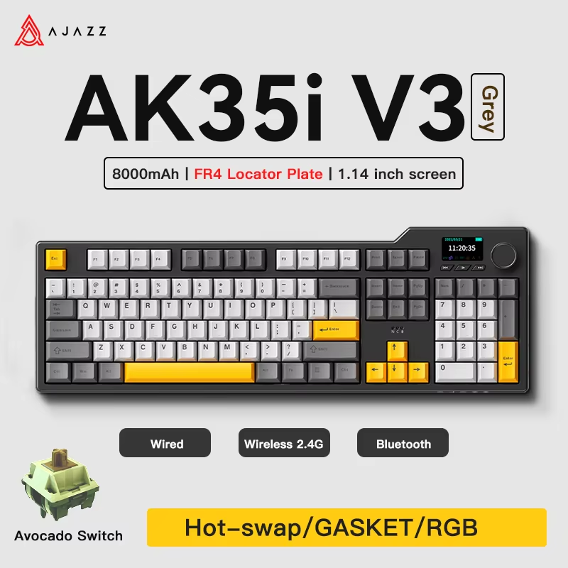 Gaming Keyboard Hot Swappable - Ajazz AK35I V3 MAX Tri-mode Wired