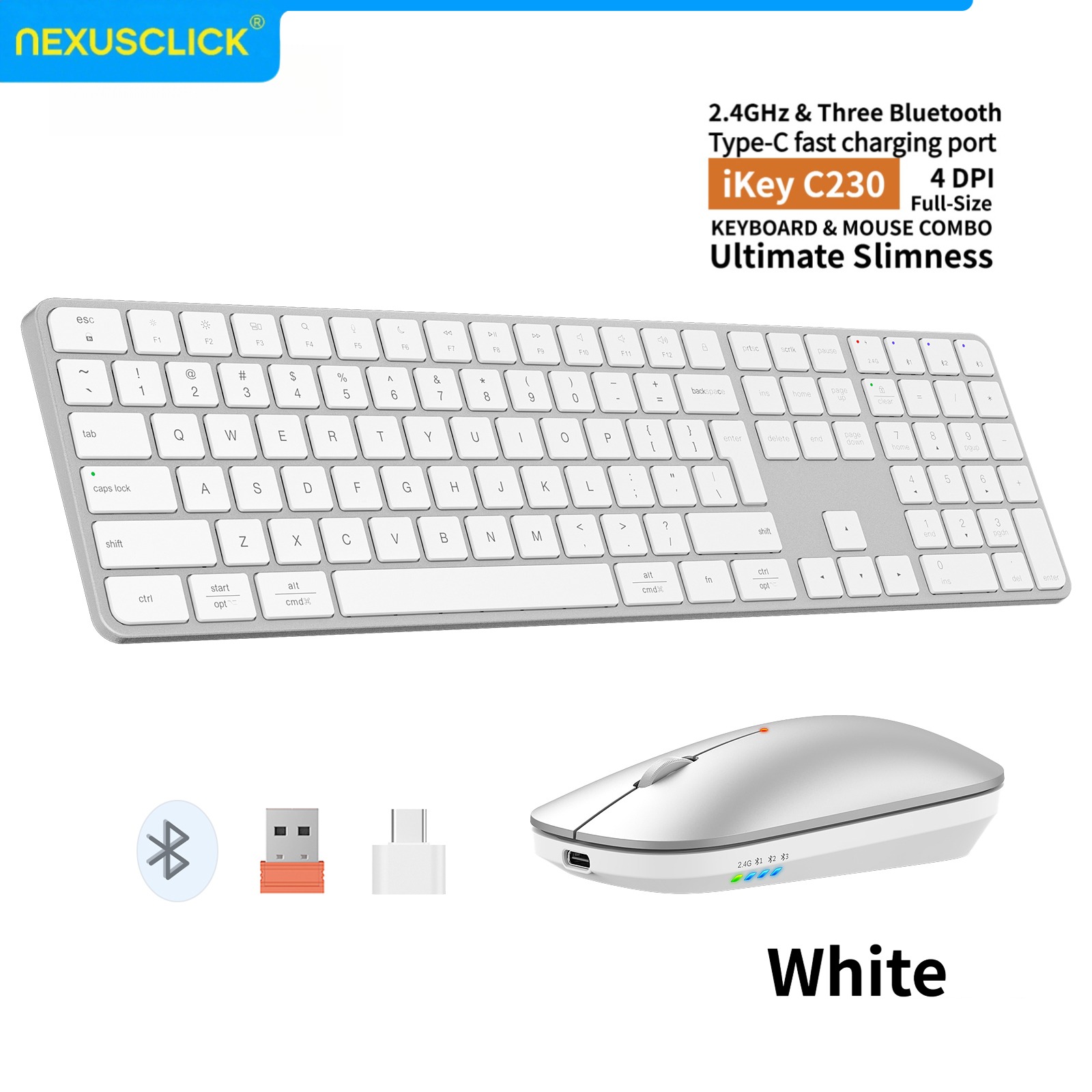 Gaming Keyboard And Mouse Combo - NexusClick Rechargeable Wireless Keyboard Mouse Combo,4‑Channel
